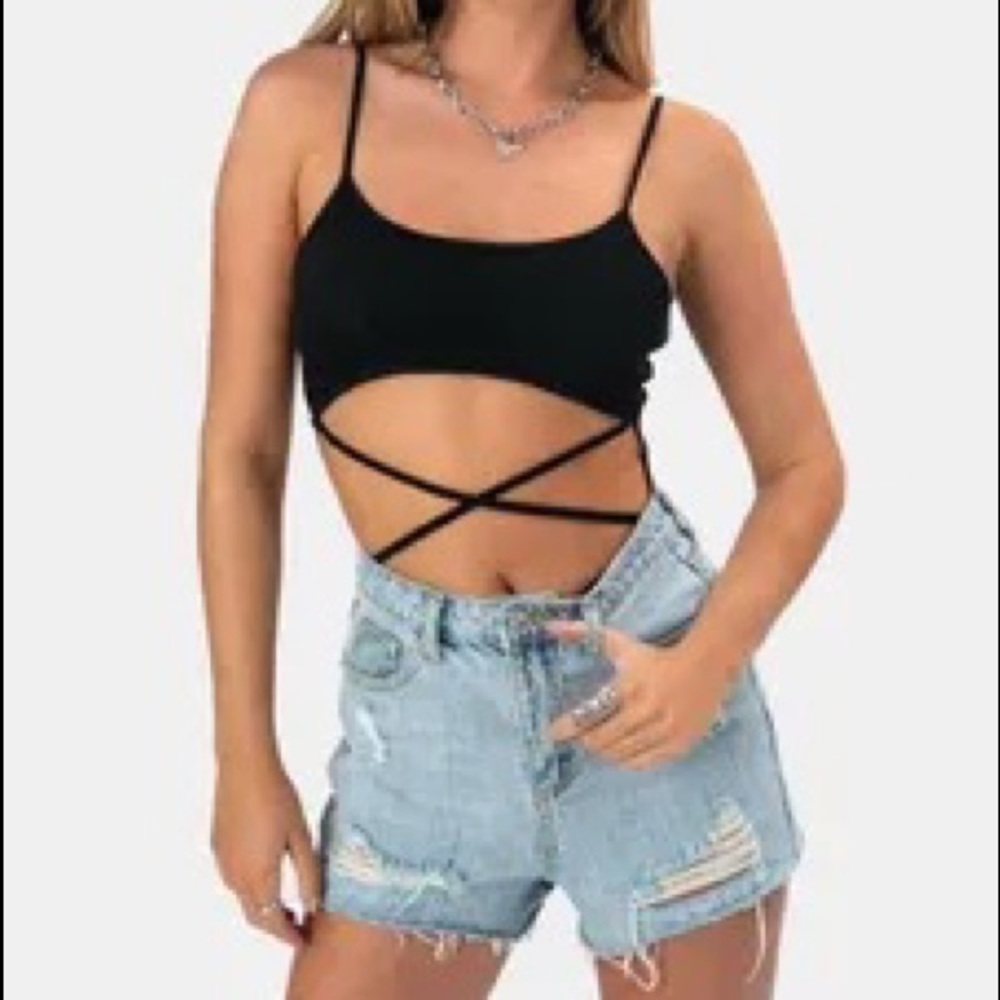 Adika Dover Cut-Out Bodysuit with Crisscross